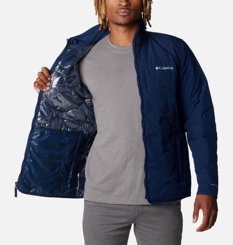 Navy Men's Columbia Birchwood Insulated Puffer Jacket | RTDNB-6572