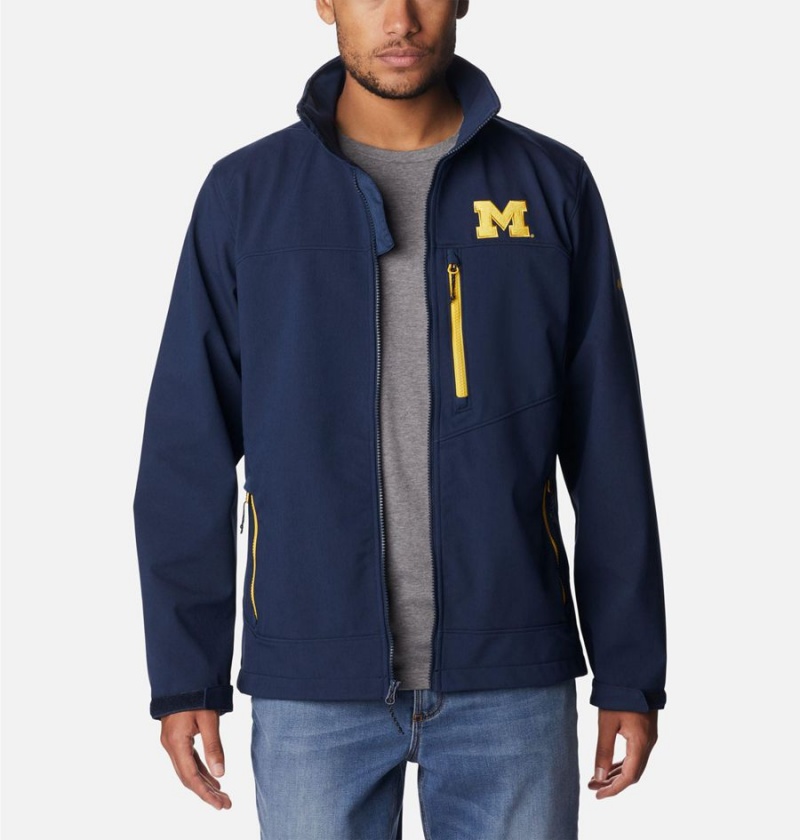 Navy Men's Columbia Collegiate Ascender II - Michigan Softshell Jackets | CSDAF-0527