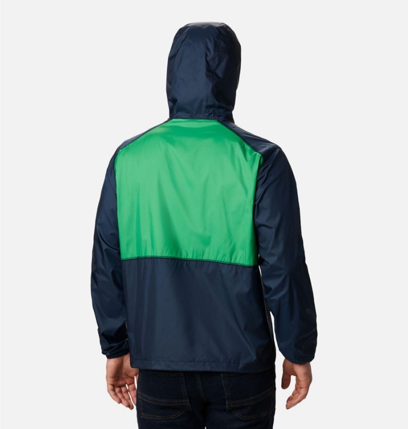 Navy Men's Columbia Collegiate Flash Forward Jacket - Notre Dame Windbreaker | NOZGW-5024