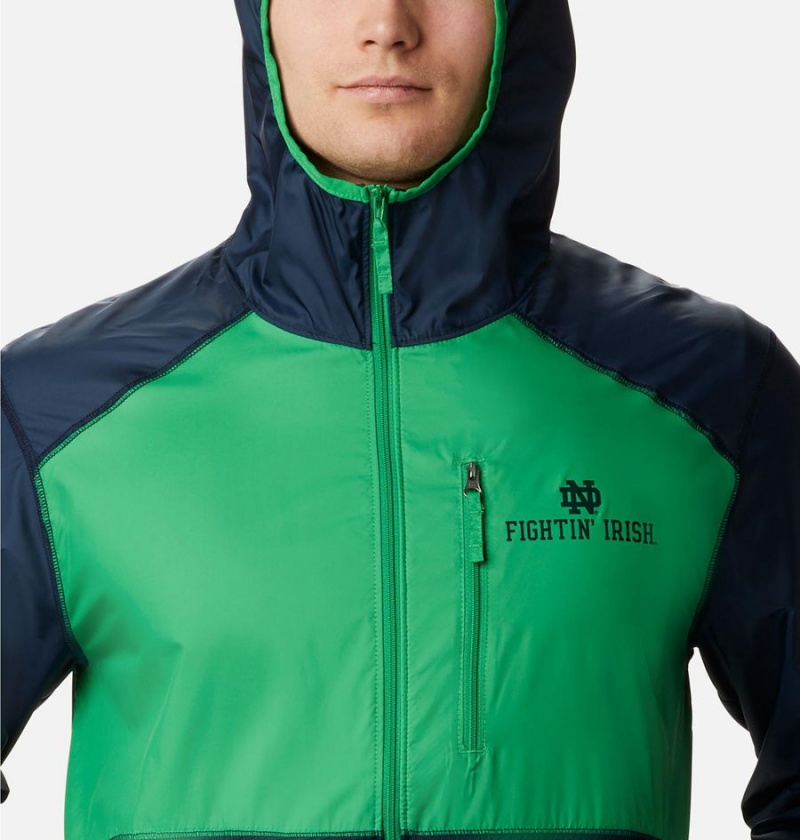 Navy Men's Columbia Collegiate Flash Forward Jacket - Notre Dame Windbreaker | NOZGW-5024