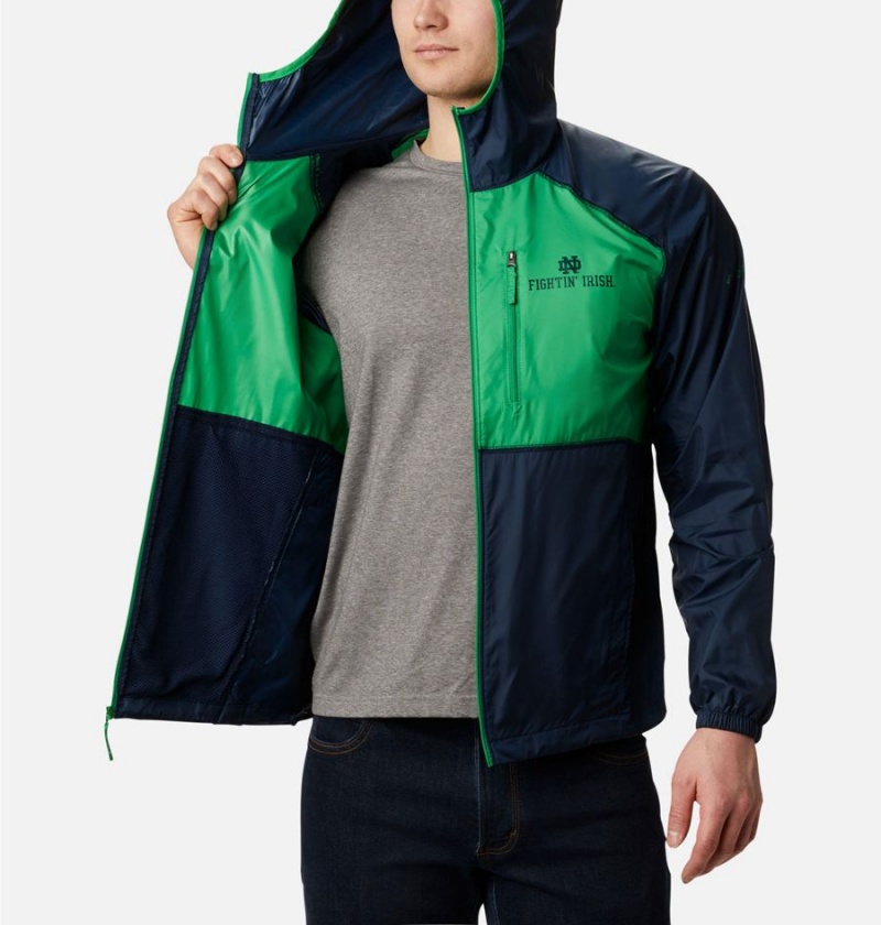 Navy Men's Columbia Collegiate Flash Forward Jacket - Notre Dame Windbreaker | NOZGW-5024