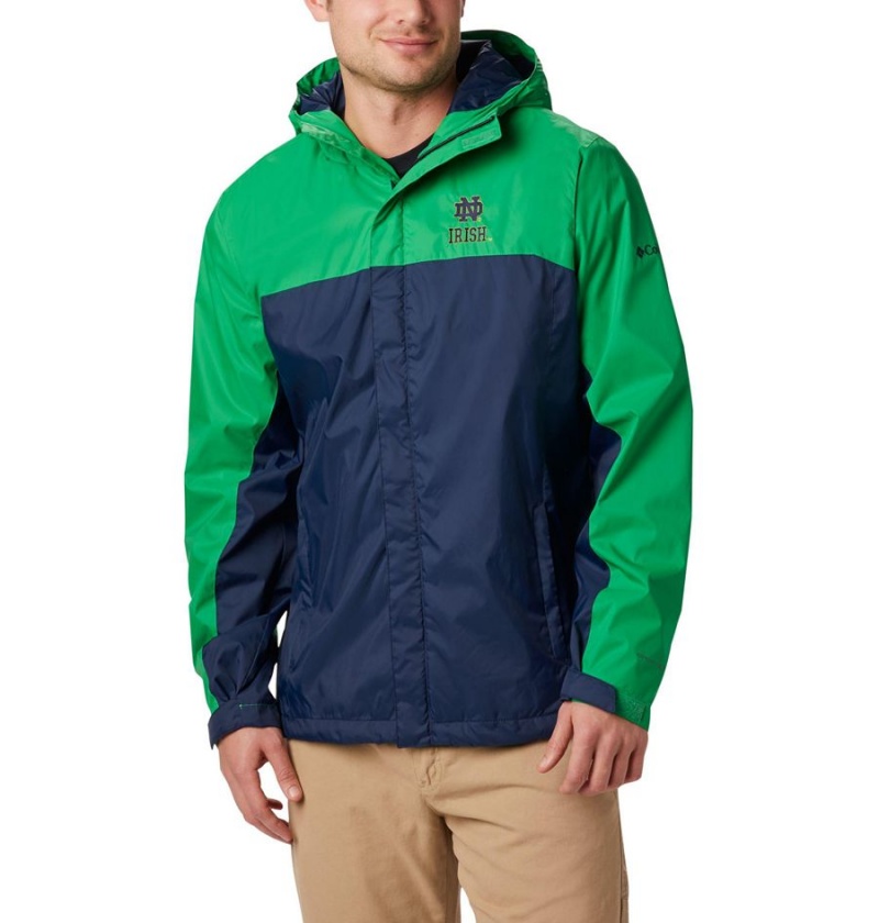 Navy Men\'s Columbia Collegiate Glennaker Storm - Notre Dame Rain Jacket | GAWCI-0149