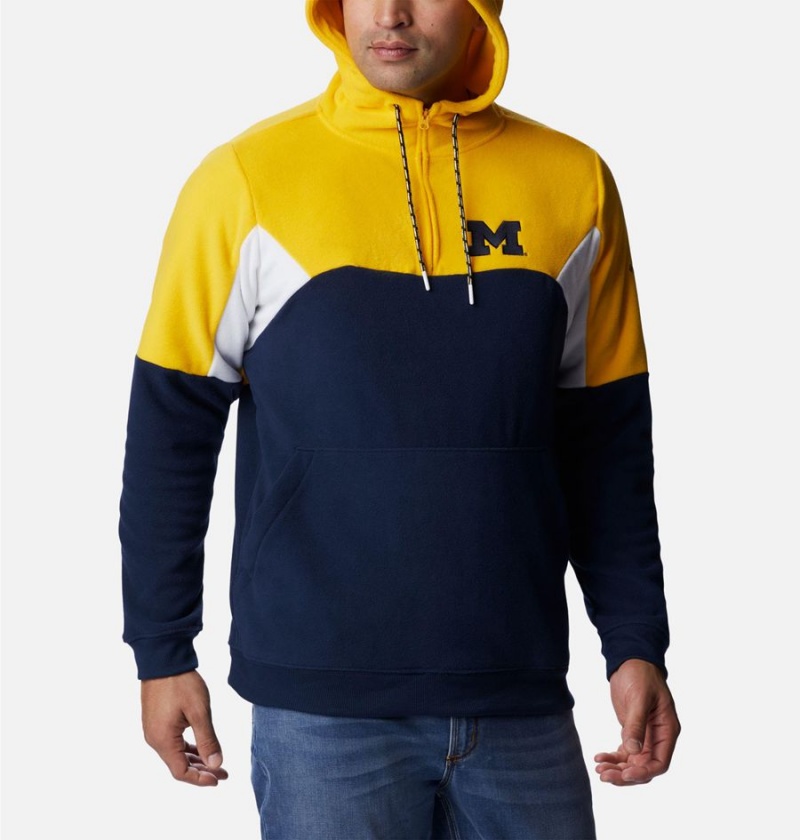 Navy Men's Columbia Collegiate Lodge Fleece - Michigan Hoodie | VTRSX-6703