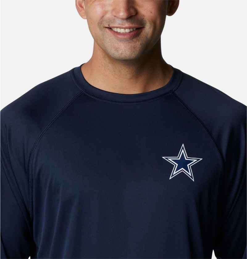 Navy Men's Columbia Collegiate PFG Terminal Tackle Long Sleeve - Dallas Cowboys T-Shirt | UZKIC-1486