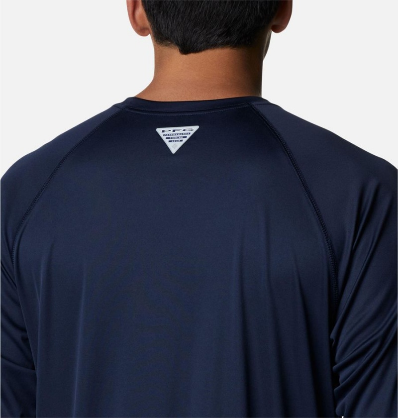 Navy Men's Columbia Collegiate PFG Terminal Tackle Long Sleeve - Dallas Cowboys T-Shirt | UZKIC-1486