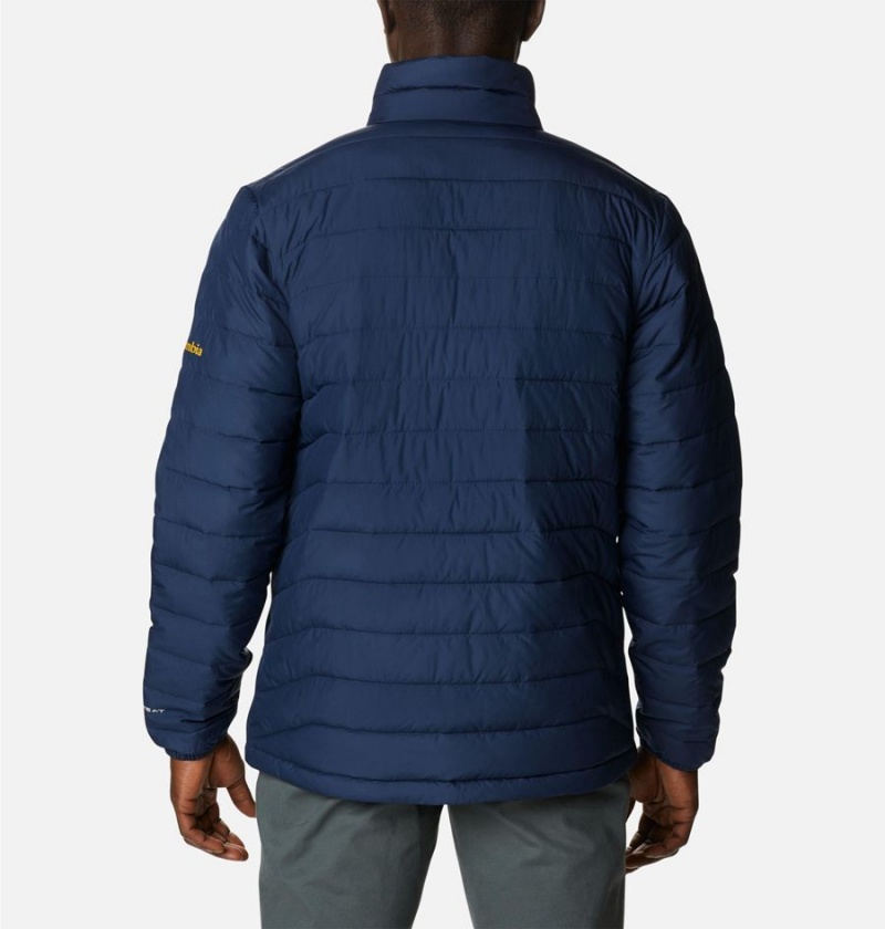 Navy Men's Columbia Collegiate Powder Lite - West Virginia Insulated Puffer Jacket | SAQCV-6972