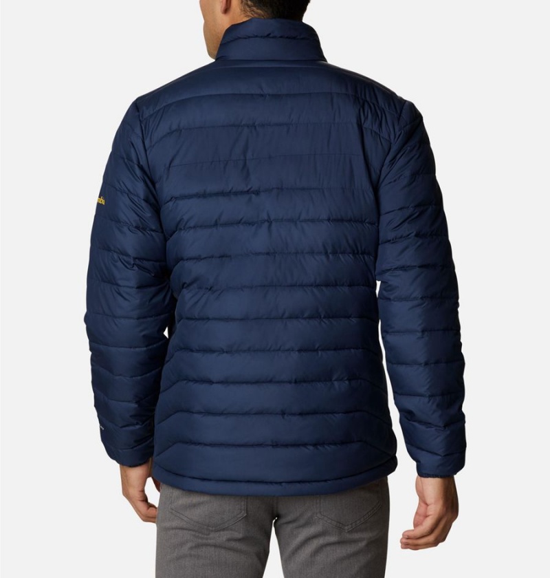 Navy Men's Columbia Collegiate Powder Lite - Michigan Insulated Puffer Jacket | IKHWN-7501