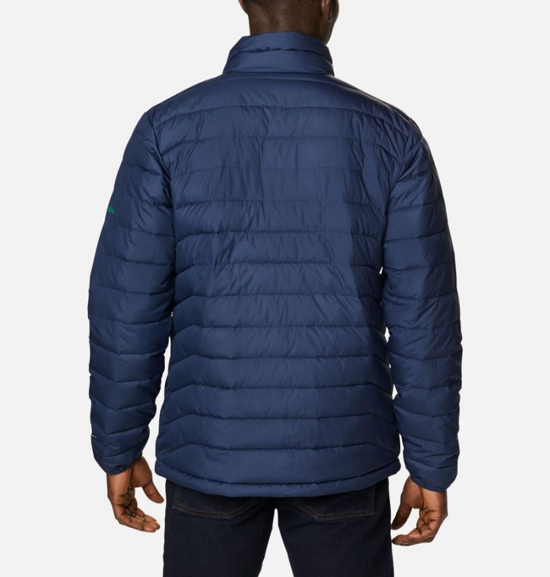 Navy Men's Columbia Collegiate Powder Lite - Notre Dame Insulated Puffer Jacket | IHYNW-2317