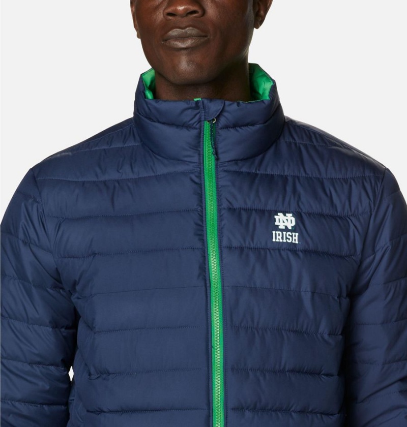 Navy Men's Columbia Collegiate Powder Lite - Notre Dame Insulated Puffer Jacket | IHYNW-2317