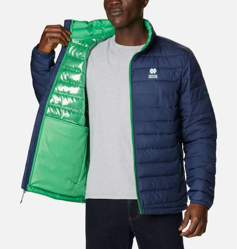 Navy Men's Columbia Collegiate Powder Lite - Notre Dame Insulated Puffer Jacket | IHYNW-2317