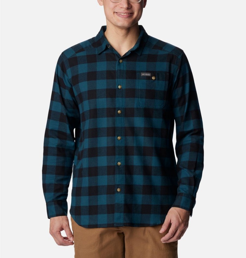 Navy Men\'s Columbia Cornell Woods Flannel Long Sleeve Shirt | BVCXE-2370