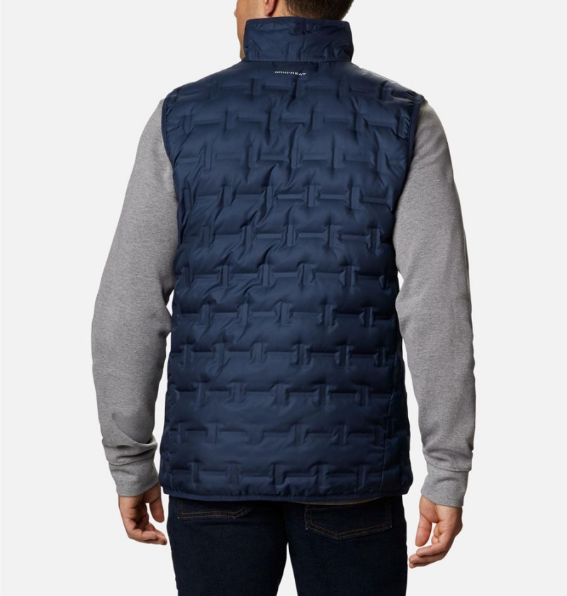 Navy Men's Columbia Delta Ridge Down Vest | NCYXU-5026