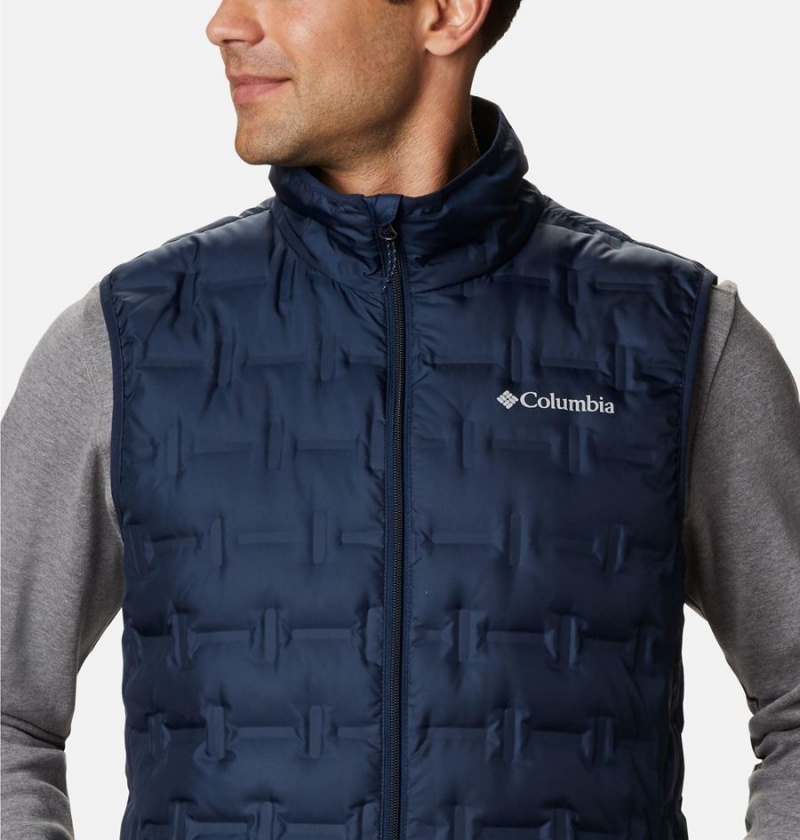 Navy Men's Columbia Delta Ridge Down Vest | NCYXU-5026