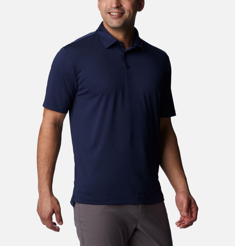 Navy Men's Columbia Drive Golf Polo Shirt | BQCYH-4153