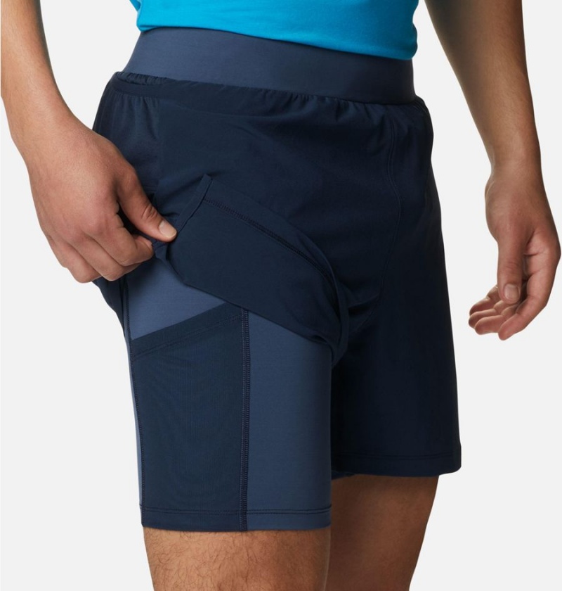 Navy Men's Columbia Endless Trail 2-in-1 Shorts | DSZXH-6195