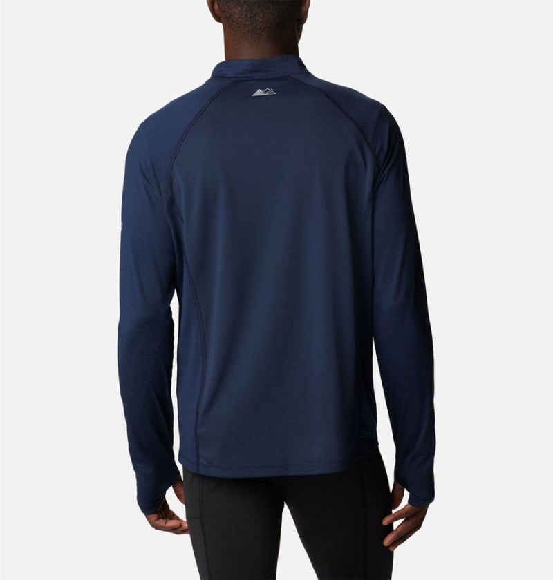 Navy Men's Columbia Endless Trail Half Zip Mesh Long Sleeve T-Shirt | GVIRU-7208