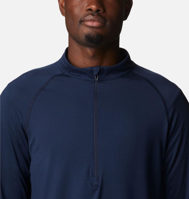 Navy Men's Columbia Endless Trail Half Zip Mesh Long Sleeve T-Shirt | GVIRU-7208