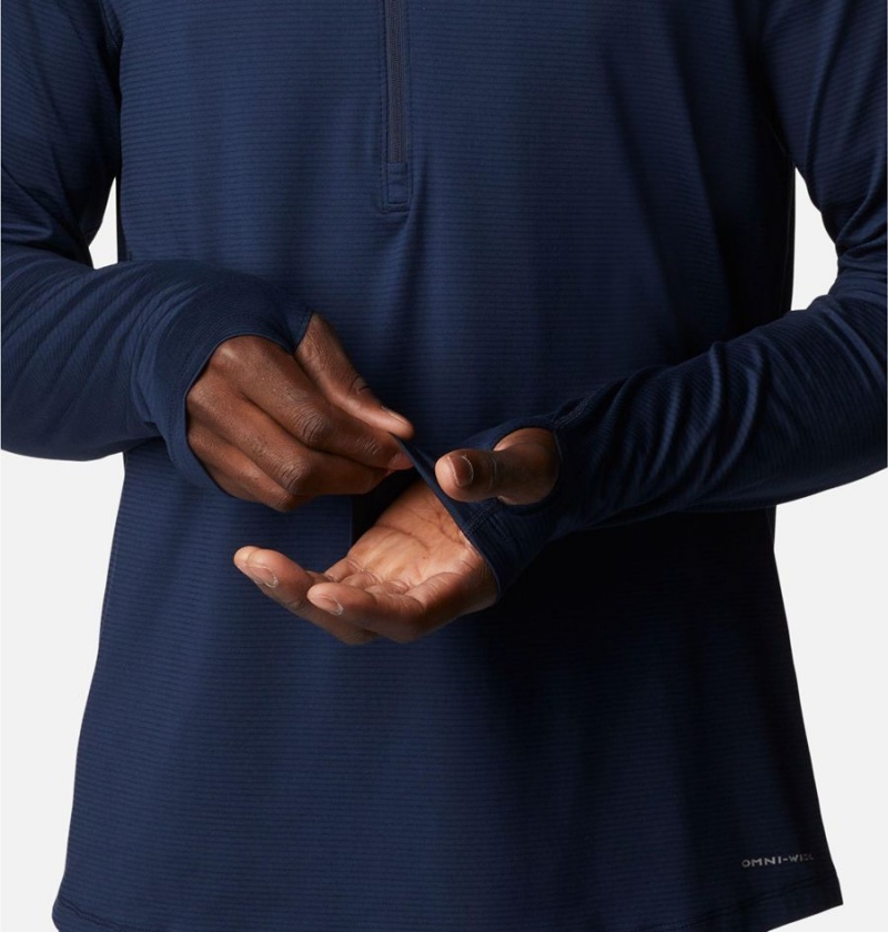 Navy Men's Columbia Endless Trail Half Zip Mesh Long Sleeve T-Shirt | GVIRU-7208