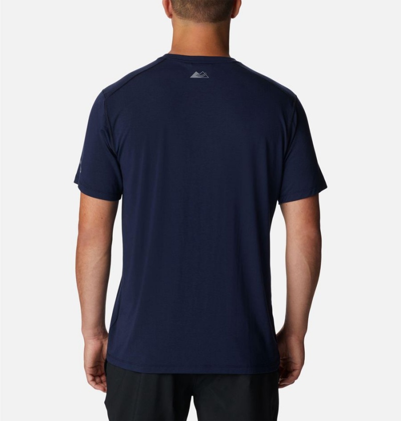 Navy Men's Columbia Endless Trail Running Tech T-Shirt | DCOKA-4053