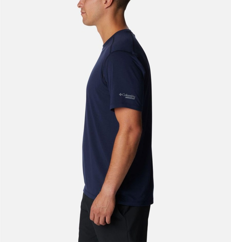 Navy Men's Columbia Endless Trail Running Tech T-Shirt | DCOKA-4053