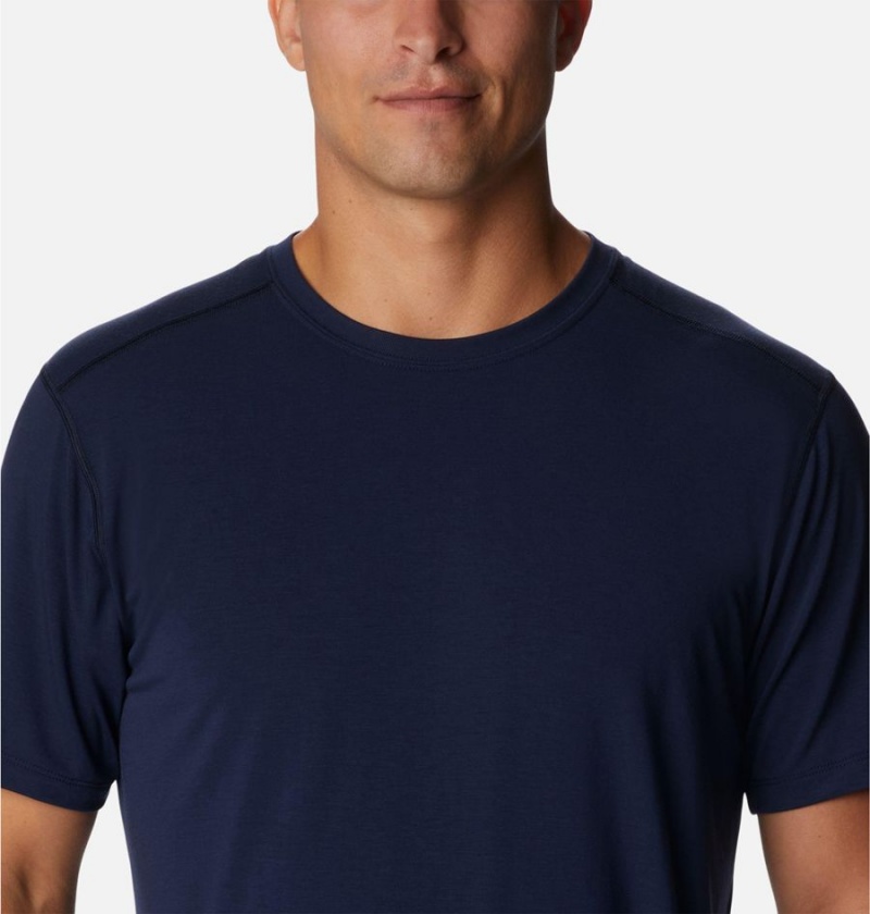 Navy Men's Columbia Endless Trail Running Tech T-Shirt | DCOKA-4053