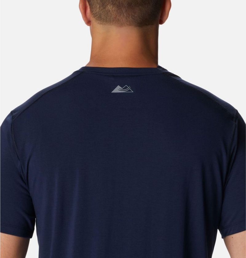 Navy Men's Columbia Endless Trail Running Tech T-Shirt | DCOKA-4053