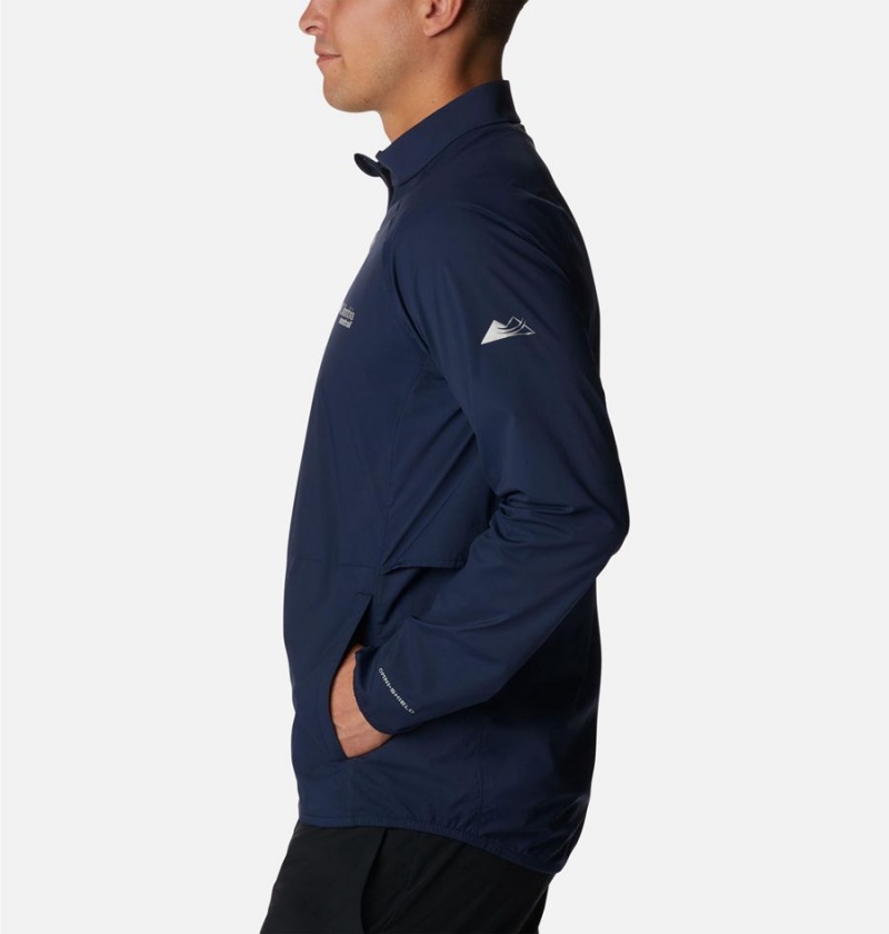 Navy Men's Columbia Endless Trail Wind Shell Jacket Windbreaker | HJGNW-2095