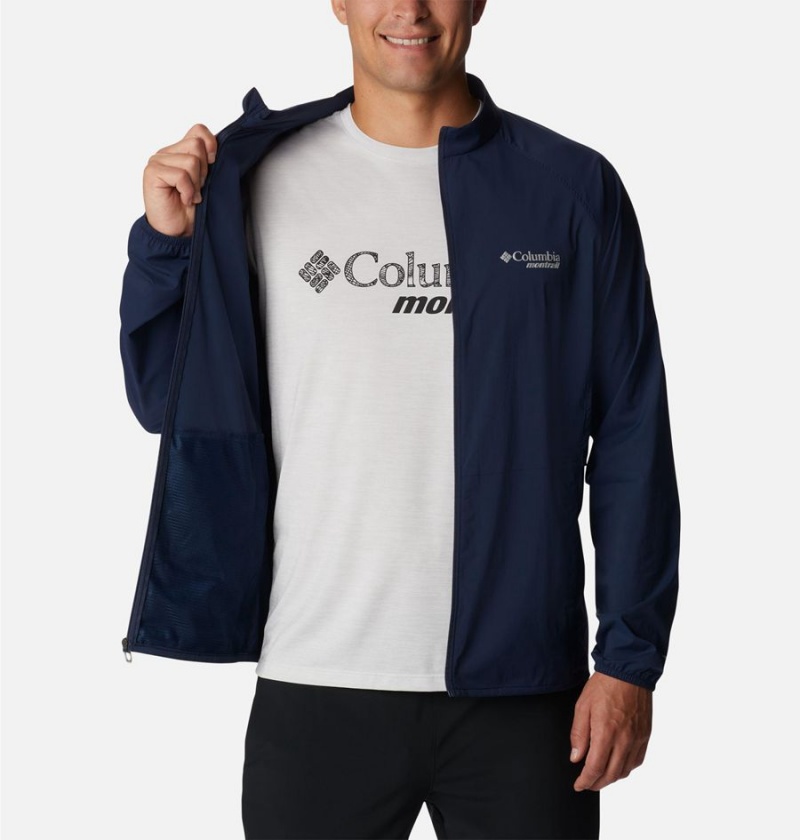 Navy Men's Columbia Endless Trail Wind Shell Jacket Windbreaker | HJGNW-2095