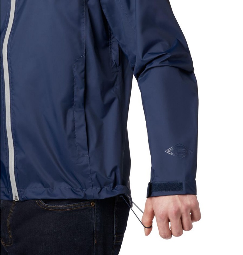 Navy Men's Columbia EvaPOURation Rain Jacket | MOQLC-1647