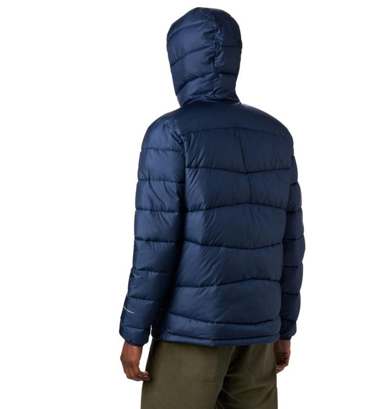 Navy Men's Columbia Fivemile Butte Hooded Insulated Puffer Jacket | VQIPZ-6358