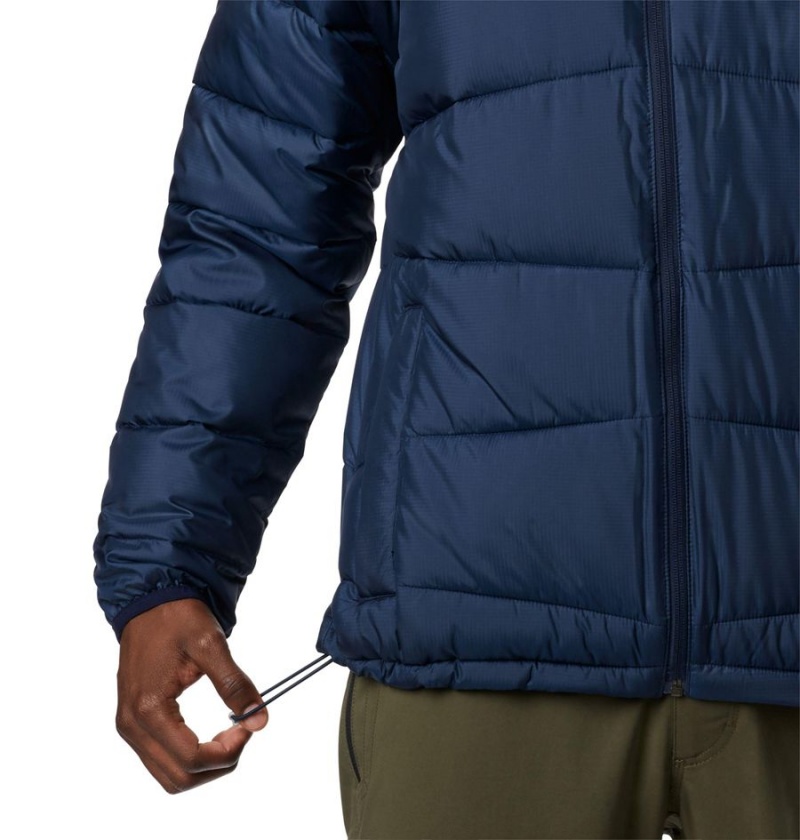 Navy Men's Columbia Fivemile Butte Hooded Insulated Puffer Jacket | VQIPZ-6358