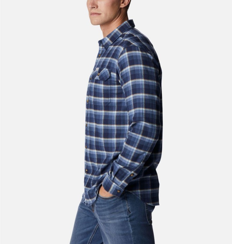 Navy Men's Columbia Flare Gun Stretch Flannel Shirt | CFNXI-3019