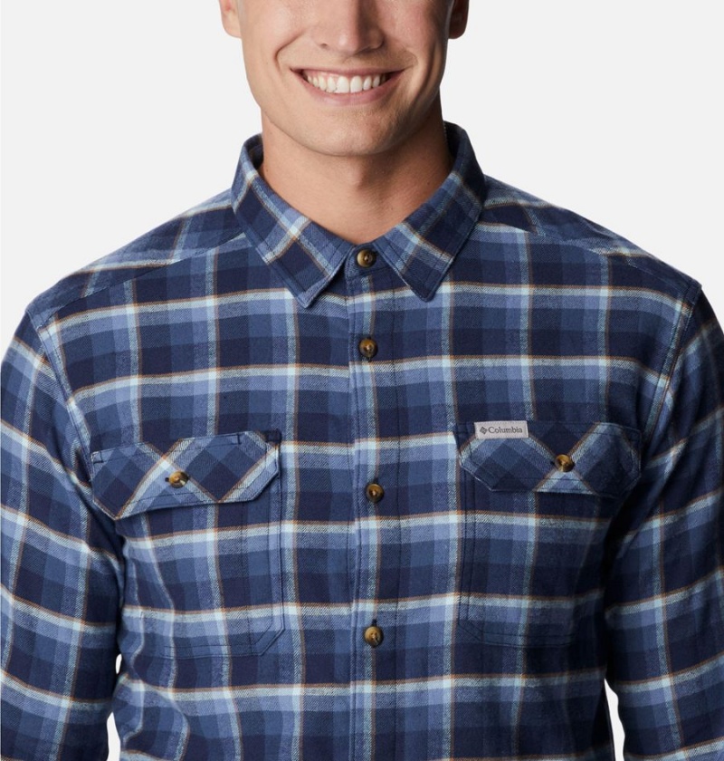 Navy Men's Columbia Flare Gun Stretch Flannel Shirt | CFNXI-3019