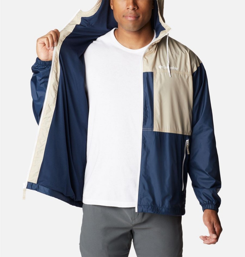 Navy Men's Columbia Flash Challenger Lined Windbreaker | RHQMV-9631