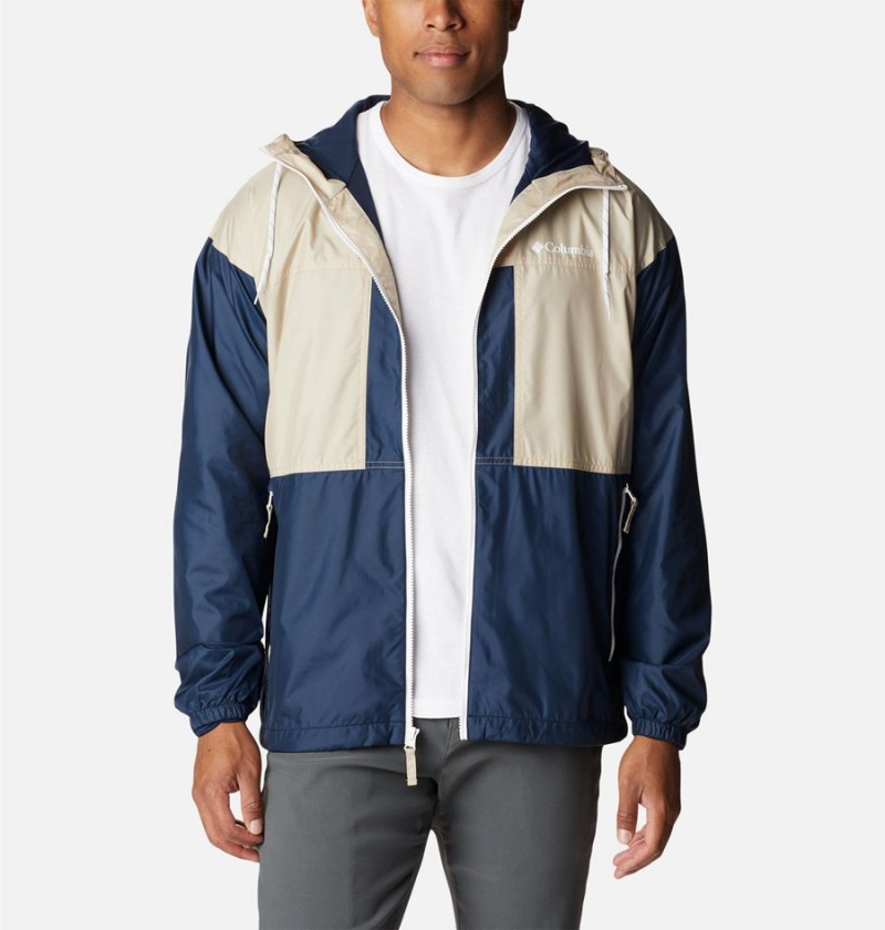 Navy Men's Columbia Flash Challenger Lined Windbreaker | RHQMV-9631