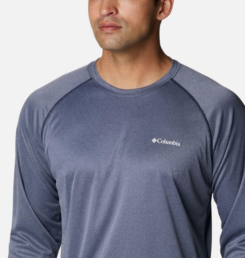 Navy Men's Columbia Fork Stream Heather Long Sleeve T-Shirt | CZJYL-2735