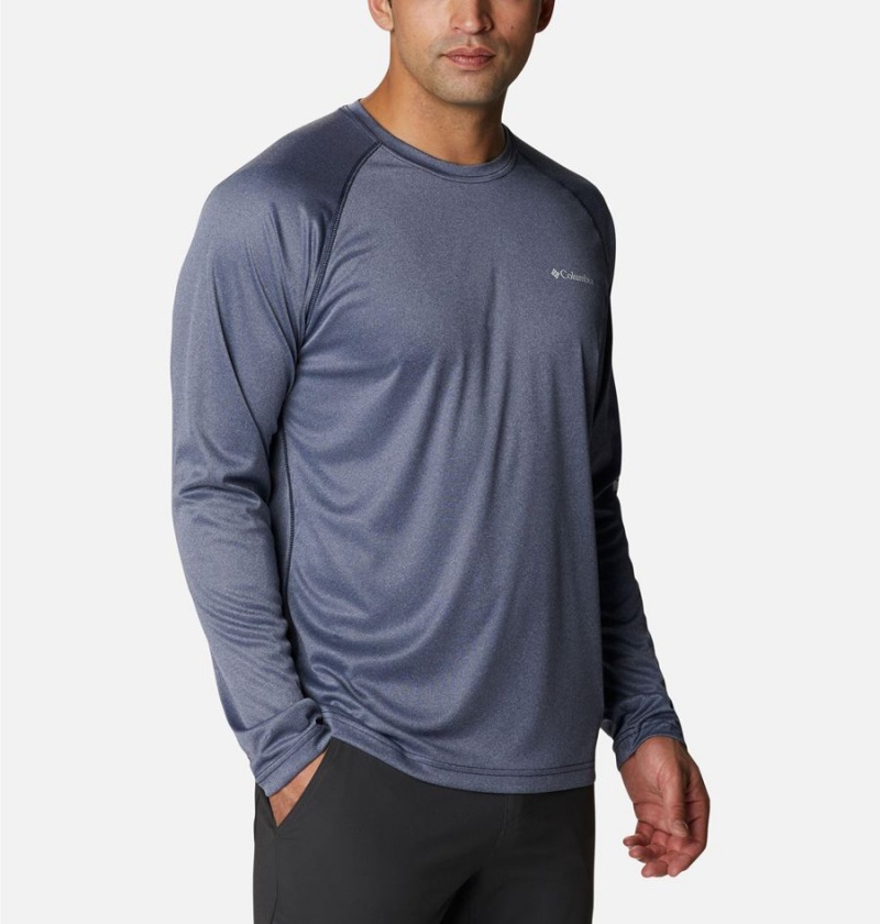 Navy Men's Columbia Fork Stream Heather Long Sleeve T-Shirt | CZJYL-2735