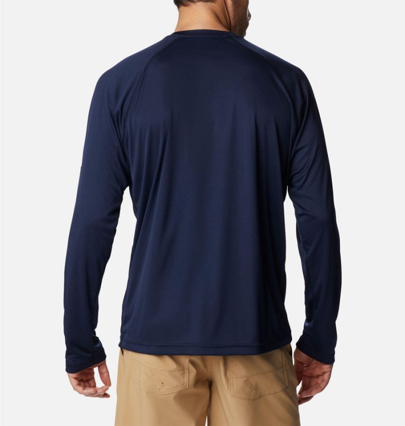 Navy Men's Columbia Fork Stream Long Sleeve T-Shirt | CMOIY-5974