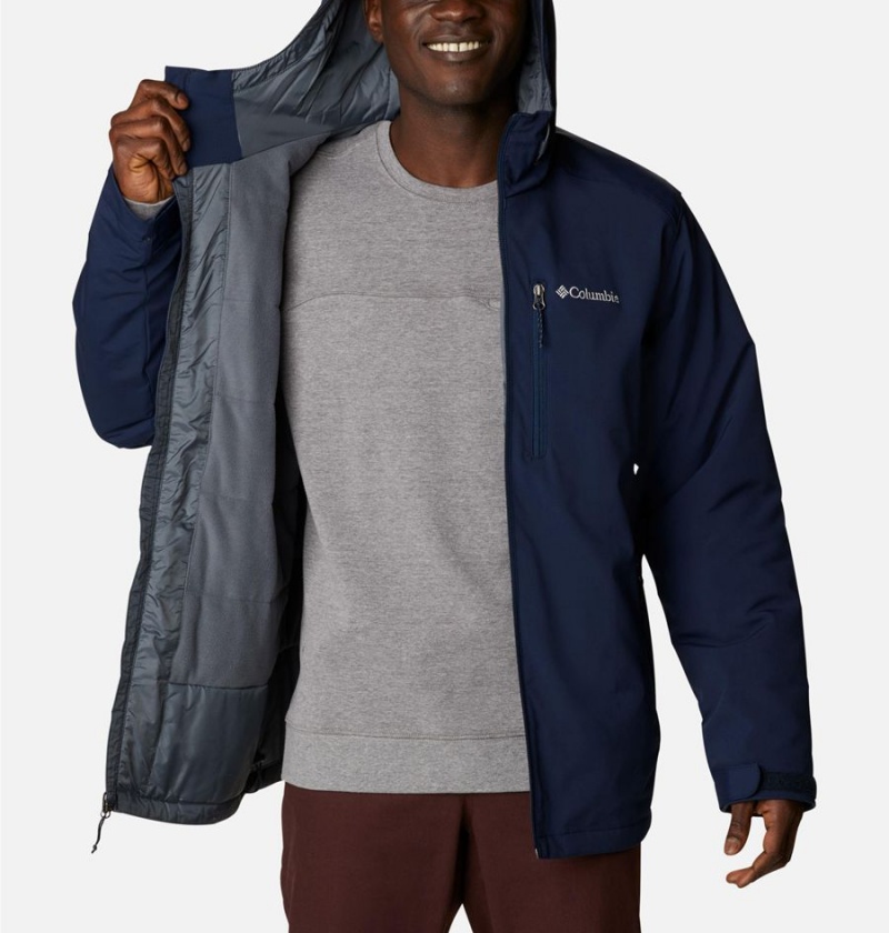 Navy Men's Columbia Gate Racer Softshell Insulated Puffer Jacket | JTBDL-6937