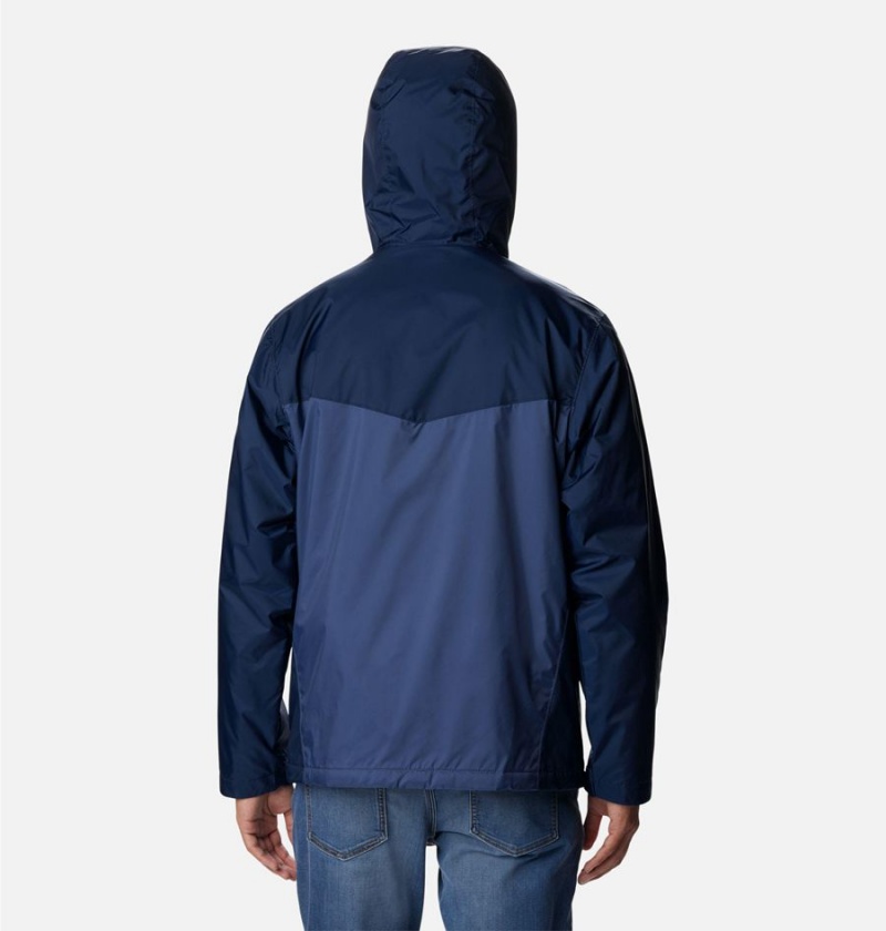 Navy Men's Columbia Glennaker Sherpa Lined Rain Jacket | FPRGH-8652