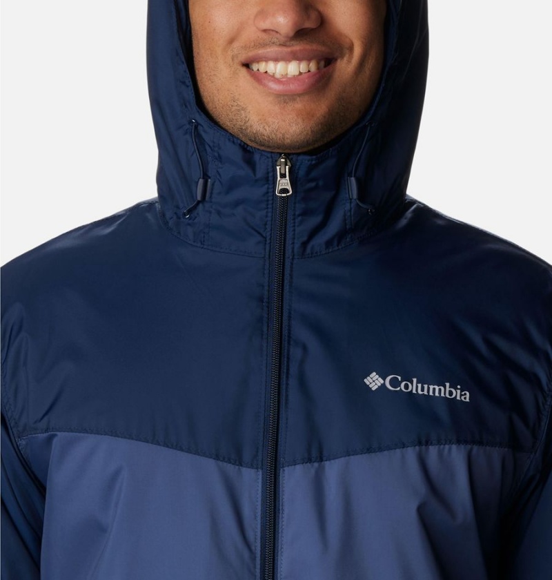 Navy Men's Columbia Glennaker Sherpa Lined Rain Jacket | FPRGH-8652