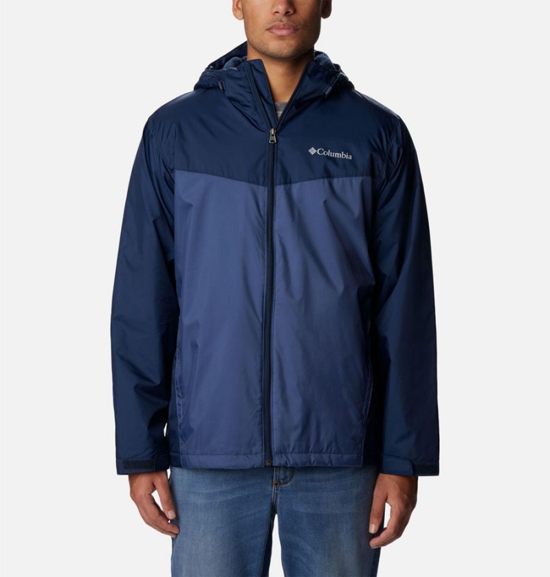 Navy Men\'s Columbia Glennaker Sherpa Lined Rain Jacket | FPRGH-8652