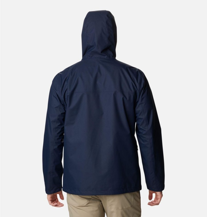 Navy Men's Columbia Hikebound Rain Jacket | CRJBY-6928