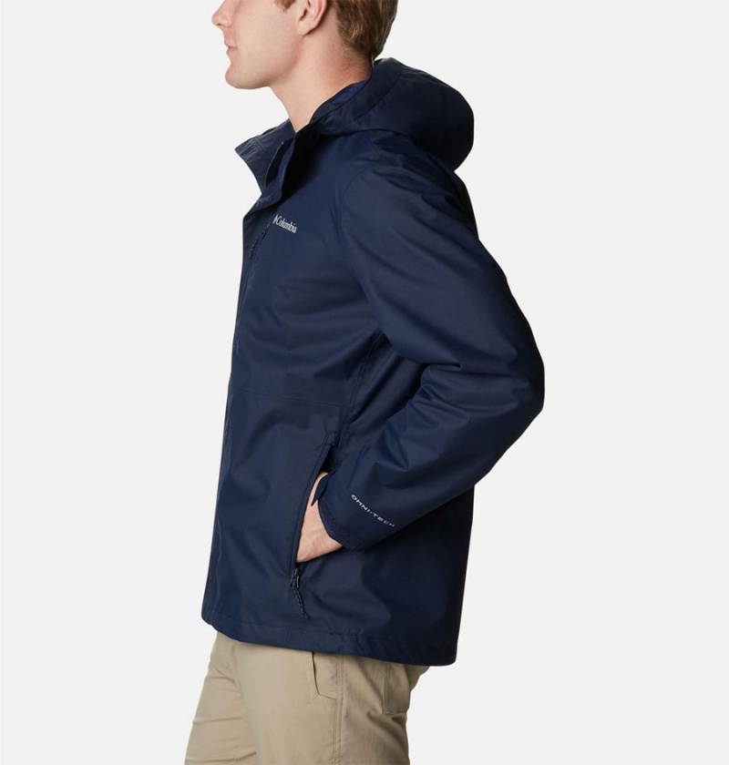 Navy Men's Columbia Hikebound Rain Jacket | CRJBY-6928