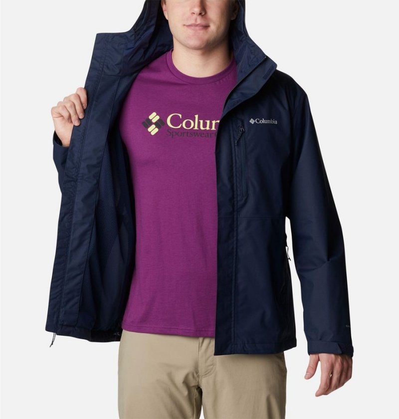 Navy Men's Columbia Hikebound Rain Jacket | CRJBY-6928