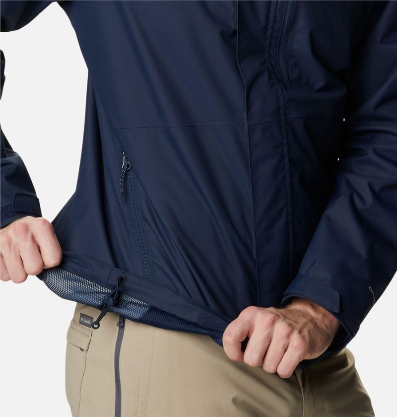 Navy Men's Columbia Hikebound Rain Jacket | CRJBY-6928