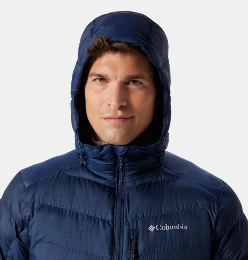 Navy Men's Columbia Labyrinth Loop Omni Heat Infinity Hooded Insulated Puffer Jacket | HGQSF-7451