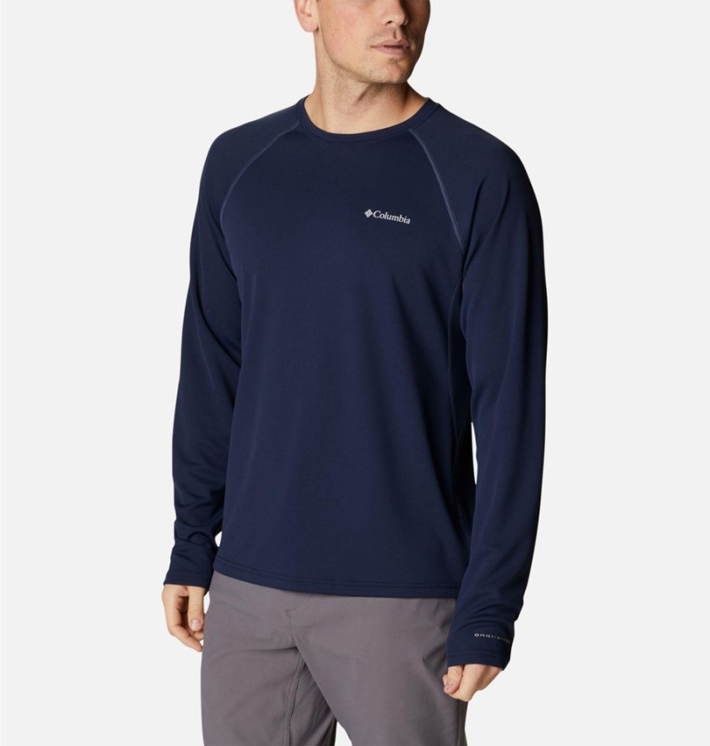 Navy Men's Columbia Narrows Pointe Long Sleeve T-Shirt | ULYEX-7504