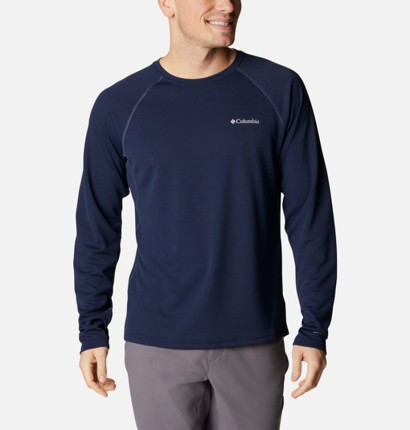 Navy Men\'s Columbia Narrows Pointe Long Sleeve T-Shirt | ULYEX-7504