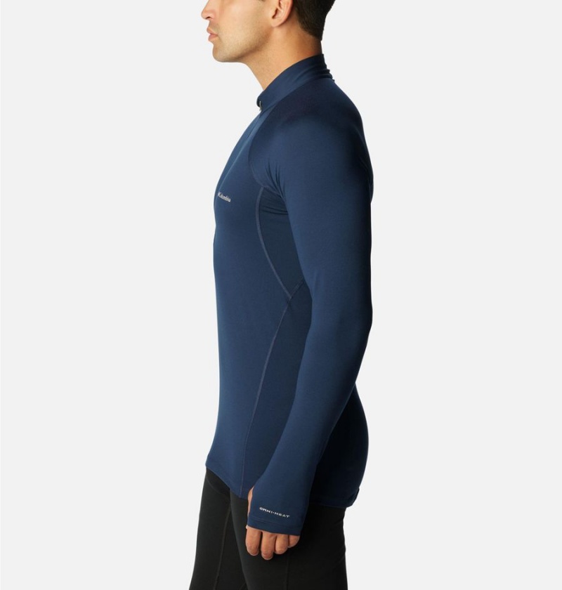 Navy Men's Columbia Omni Heat Midweight Baselayer Half Zip T-Shirt | HUAYW-3768